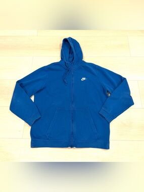 Nike Sportswear Full Zip Hoodie Royal Blue Mens Fleece Swoosh Logo Jacket XL